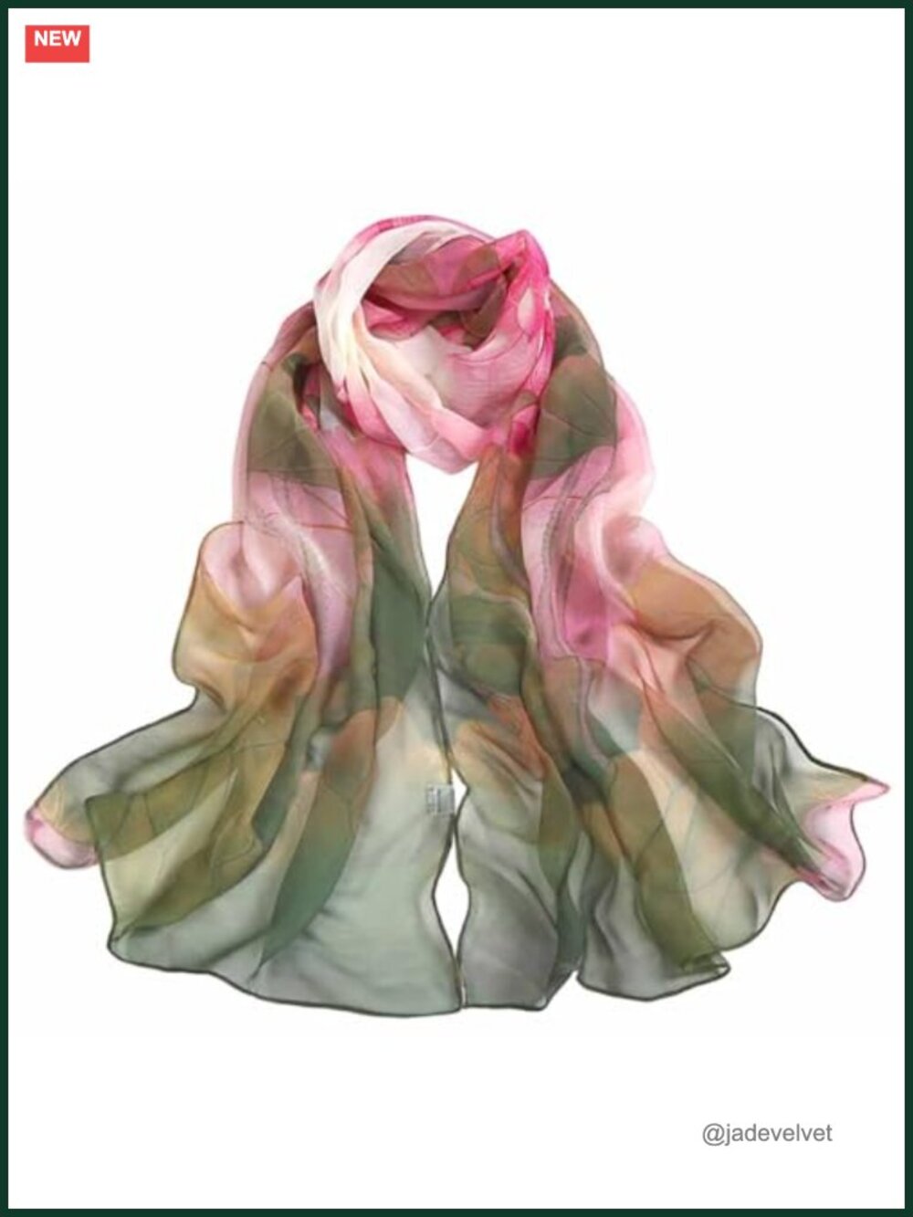 Silky Polyester Floral Neck Scarf Lightweight Shawl Wrap
